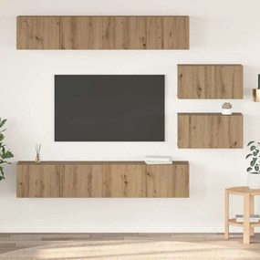 vidaXL Σετ επίπλου τηλεόρασης με ράφι Επιτοίχιο Άλλο με αποθήκευση με πόρτα 6 pcs artisan δρυς