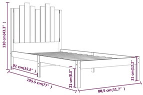 ΠΛΑΙΣΙΟ ΚΡΕΒΑΤΙΟΥ 75X190 ΕΚ. ΑΠΟ ΜΑΣΙΦ ΠΕΥΚΟ 2FT6 SMALL SINGLE 3103738