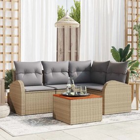 vidaXL Σετ Καναπέ Κήπου 5 pcs Μπεζ Πολυ ράταν
