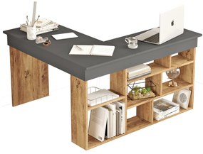 Γραφείο ArteLibre CANN Πεύκο/Ανθρακί Μοριοσανίδα 115x120x72cm-15350090