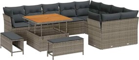 vidaXL Σετ Καναπέ Κήπου 12 pcs Γκρι συνθετικό ρατάν