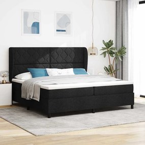 vidaXL Κρεβάτι Box Spring με Στρώμα, Μαύρο, 200x200 εκ., Ύφασμα