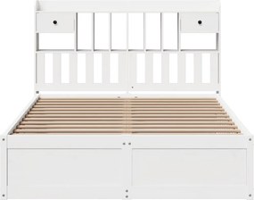 vidaXL Σκελετός Κρεβ. Χωρίς Στρώμα Λευκό 140x190 εκ Μασίφ Πεύκο
