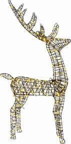 vidaXL 3D Ελάφι 140 LED Θερμό λευκό 70 x 41 x 128 εκ Ρατάν