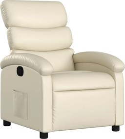 vidaXL Πολυθρόνα Ανακλινόμενη Κρεμ από Συνθετικό Δέρμα