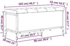 Παγκάκι Αποθήκευσης Καφέ Δρυς 102x42x45 εκ. από Επεξ. Ξύλο - Καφέ