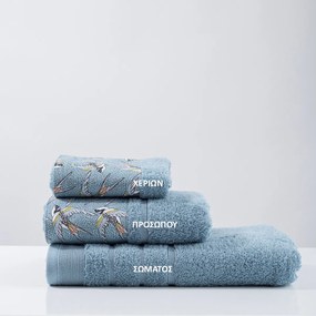 Πετσέτα Χεριών (30x50) White Fabric Swallow Aqua 600gsm