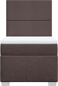 vidaXL Κρεβάτι Boxspring με Στρώμα Σκούρο Καφέ 90x200 εκ. Υφασμάτινο