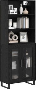 vidaXL Highboard 2 pcs Μαύρη Οξυά Επεξεργασμένο ξύλο