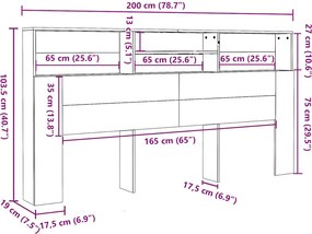 vidaXL Κεφαλάρι Με Αποθηκευτικό Χώρο Λευκό 200 x 19 x 103,5 εκ.