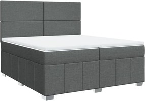 vidaXL Κρεβάτι Boxspring με Στρώμα Σκούρο Γκρι 200x200 εκ. Υφασμάτινο