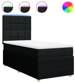 vidaXL Κρεβάτι Boxspring με Στρώμα Μαύρο 90x200 εκ. Υφασμάτινο