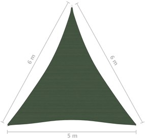 vidaXL Πανί Σκίασης Σκούρο Πράσινο 5 x 6 x 6 μ. από HDPE 160 γρ./μ²
