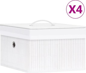 vidaXL Κουτιά Αποθήκευσης 4 τεμ. Λευκά από Μπαμπού
