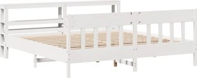 vidaXL Σκελετός Κρεβ. Χωρίς Στρώμα Λευκό 200x200 εκ Μασίφ Πεύκο