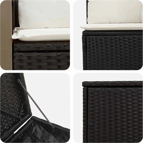 vidaXL Σετ Καναπέ 5 τμχ. Μαύρο και Κρεμ Λευκό 176 x 176 x 85 εκ