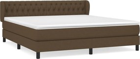 vidaXL Κρεβάτι Boxspring με Στρώμα Σκούρο Καφέ 180x200 εκ Υφασμάτινο