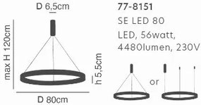 Γραμμικό Φωτιστικό SE LED 80 AMAYA PENDANT COPPER Δ5 - Μέταλλο - 77-8151