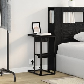 vidaXL Κομοδίνο Μαύρη Δρυς 41.5 x 26 x 60.5 εκ Επεξεργασμένο ξύλο