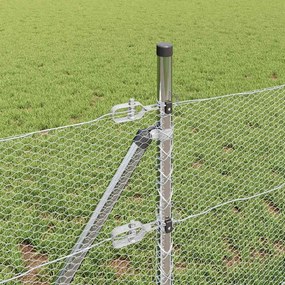 vidaXL Έξιγωνο φράχτη σταθερού εδάφους 100 x 0,6 μ Ασημί Δίχτυ