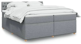 vidaXL Κρεβάτι Boxspring με Στρώμα Ανοιχτό Γκρι 200x200 εκ. Υφασμάτινο