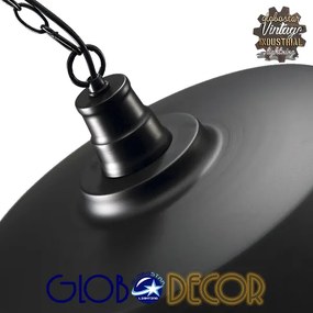 GloboStar® BARN 01048 Vintage Industrial Κρεμαστό Φωτιστικό Οροφής Μονόφωτο 1 x E27 Μαύρο Μεταλλικό Καμπάνα Φ46 x Y25cm