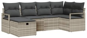 vidaXL Σετ Καναπέ με μαξιλάρι 6 pcs Ανοιχτό γκρι συνθετικό ρατάν