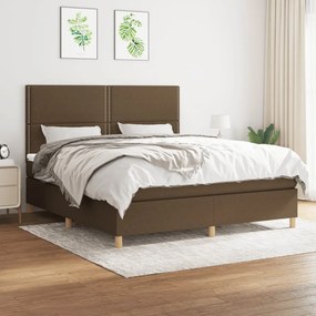 VidaXL Κρεβάτι Boxspring με Στρώμα Σκούρο Καφέ 180x200 εκ Υφασμάτινο