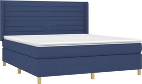 vidaXL Κρεβάτι Boxspring με Στρώμα &amp; LED Μπλε 180x200 εκ. Υφασμάτινο