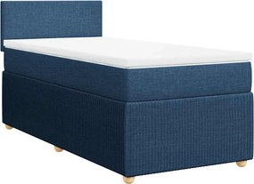 vidaXL Κρεβάτι Boxspring με Στρώμα Μπλε 90x190 εκ.Υφασμάτινο