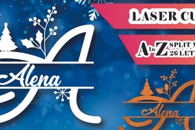 Σετ των 2 Intra απο ξύλο plywood 3mm-4mm πάχος Christmas Split Monogram Cut Δίασταση 15x15 cm INTRAFABR-105042576