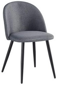 Καρέκλα Bella ΕΜ757,3 50x57x81cm Black Grey Σετ 4τμχ Metal, Fabric