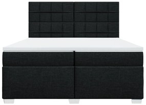 Κρεβάτι Boxspring με Στρώμα Μαύρο 200x200 εκ. Υφασμάτινο - Μαύρο