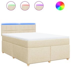 vidaXL Κρεβάτι Boxspring με Στρώμα Κρεμ 140x190 εκ. Υφασμάτινο