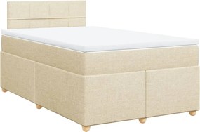 vidaXL Κρεβάτι Boxspring με Στρώμα Κρεμ 120x200 εκ. Υφασμάτινο
