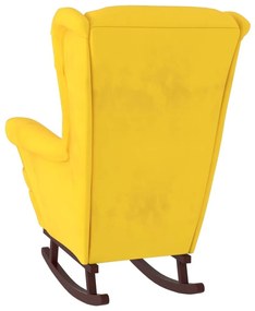 Κουνιστή Πολυθρόνα Κίτρινη Βελούδινη Πόδια από Καουτσούκ/Ξύλο - Κίτρινο
