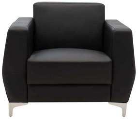 Πολυθρόνα Dermis pakoworld inox-τεχνόδερμα μαύρο 88x75x75εκ
