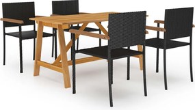 vidaXL Σετ Τραπεζαρίας Κήπου 5 Τεμαχίων Μαύρο