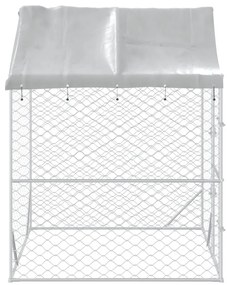Κλουβί Σκύλου Εξ. Χώρου με Οροφή Ασημί 2x2x2,5 μ. Γαλβ. Ατσάλι - Ασήμι