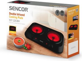 Φορητή Κεραμική Εστία Διπλή 1200W 19cm Sencor SCP 2263BK Μαύρη