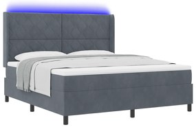 vidaXL Κρεβάτι με Στρώμα και LED  Σκούρο Γκρι 180x200 εκ Βελούδο
