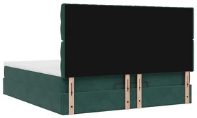 Οθωμανικό κρεβάτι με στρώματα&amp;LEDs Dark Green 180x200cm Velvet - Πράσινο