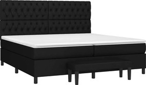 vidaXL Κρεβάτι Boxspring με Στρώμα Μαύρο 200x200 εκ. Υφασμάτινο
