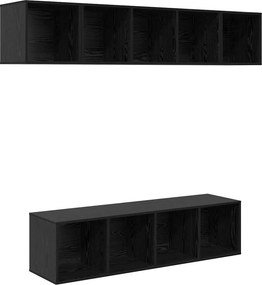 vidaXL Σετ επίπλου τηλεόρασης 4 pcs Μαύρη Οξυά Επεξεργασμένο ξύλο