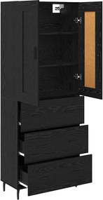 vidaXL Highboard με συρτάρι 2 pcs Μαύρη Οξυά Επεξεργασμένο ξύλο