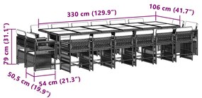 vidaXL Σετ Τραπεζαρίας Κήπου 17 τεμ Μικτό Μπεζ Συνθ. Ρατάν & Μαξιλάρια