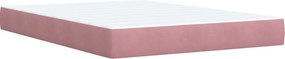 vidaXL Κρεβάτι Boxspring με Στρώμα Ροζ 140x190 εκ. Βελούδινο