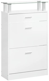 vidaXL Παπουτσοθήκη Γυαλιστερό Λευκό 63x24x104 εκ. Επεξεργασμένο Ξύλο