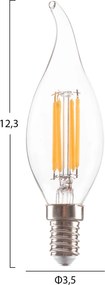 ΛΑΜΠΤΗΡΑΣ HM4047.01 ΣΤΥΛ ΦΛΟΓΑ LED FILAMENT 6W E14 3000K ΔΙΑΦΑΝΟ DIMMABLE