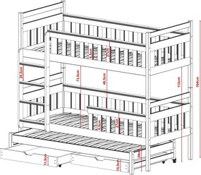 KORS 90x200 white bunk bed Lano Furniture